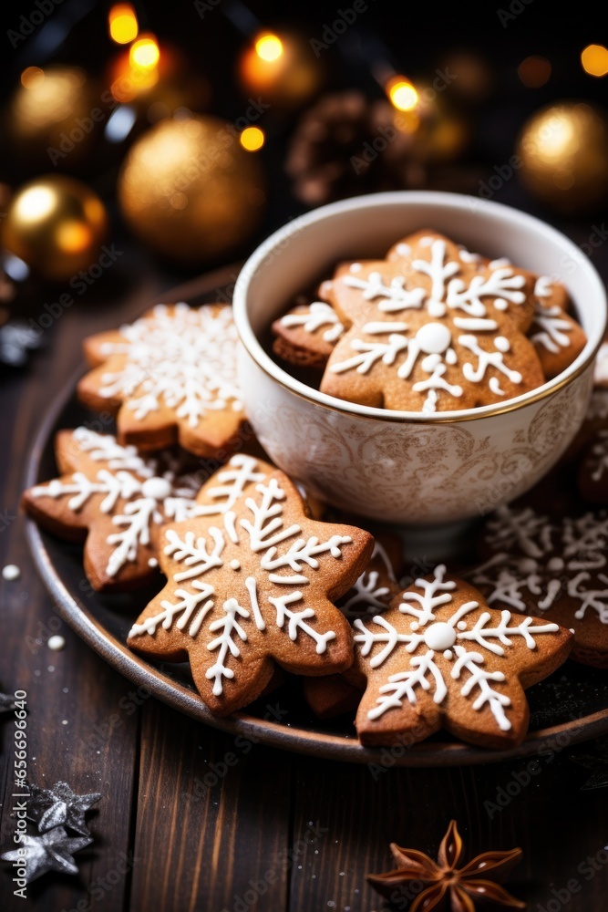 Christmas cookies: Delicious treats, festive decorations, and a cup of cocoa