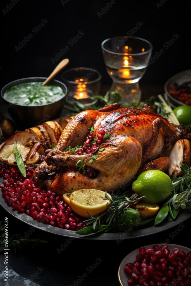 Thanksgiving chicken with veggies and herbs