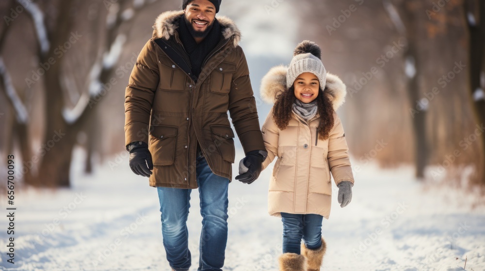 Family bonding over winter activities in the park