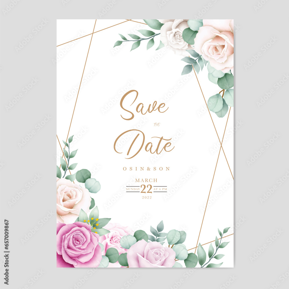 beautiful roses invitation card template 