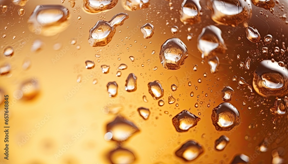 Extreme close-up macro of a beer and bubbles filling the entire shot.