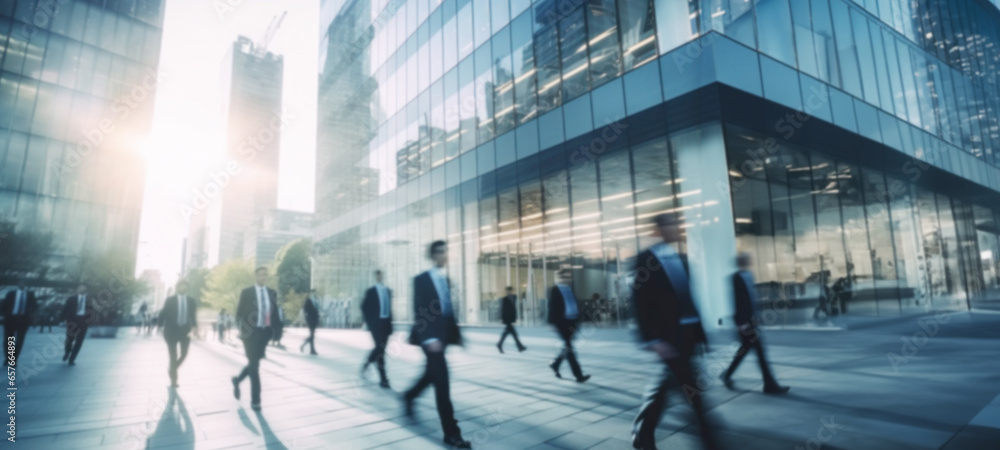 Group of office business Successful people walking at office, trade fair, on foot, downtown working at action, modern walkway, Business lifestyle, blurred image