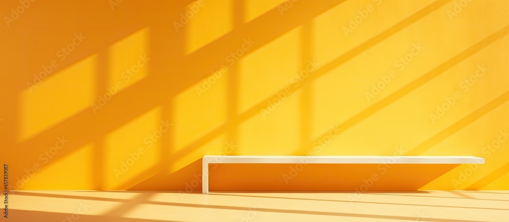 Geometric shadows on a sunny yellow wall