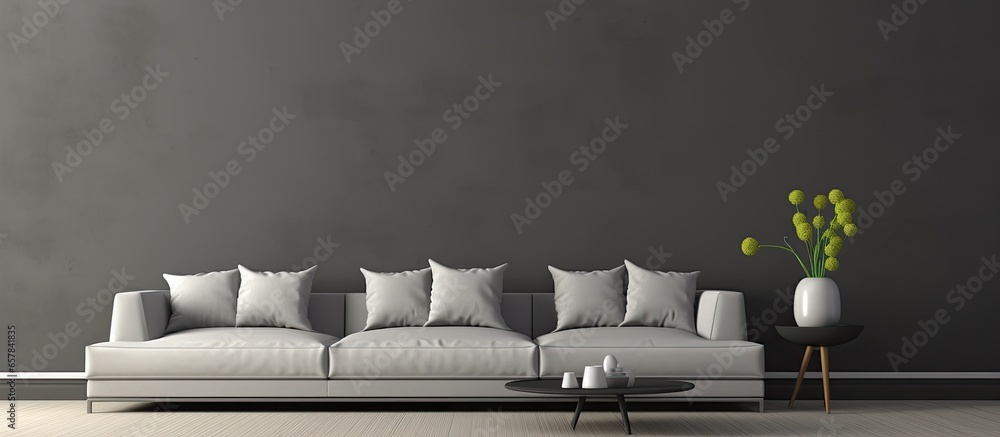 contemporary living room with black wall