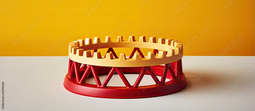 Coaster with yellow and red corkscrew design