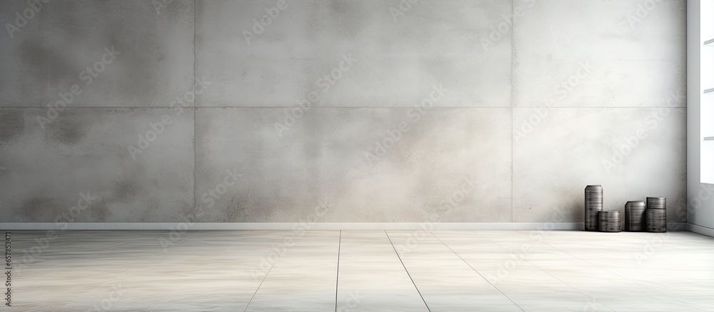 Product display with background of concrete wall and stone flooring