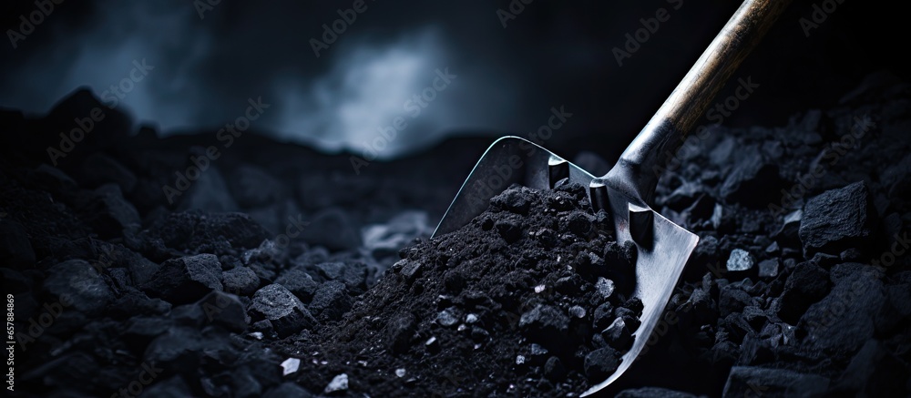 Shovel and coal in the mine