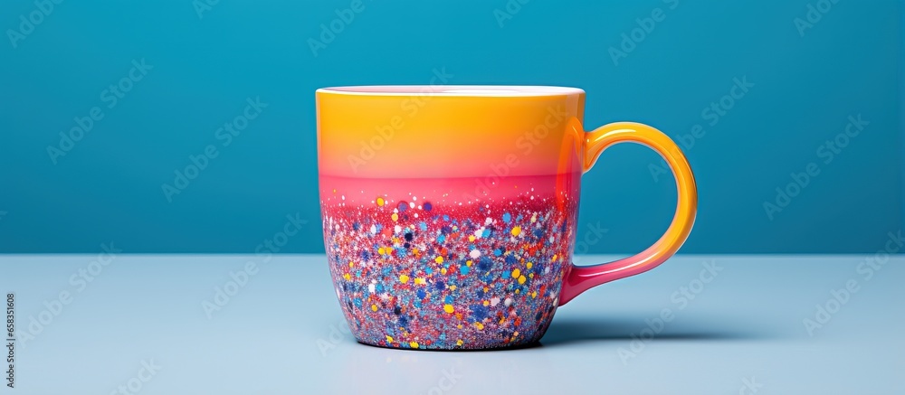 Isolated ceramic coffee cup handmade and colorful