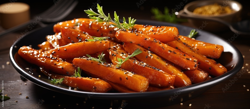 Sweet and glazed roasted carrots a delicious vegetable side