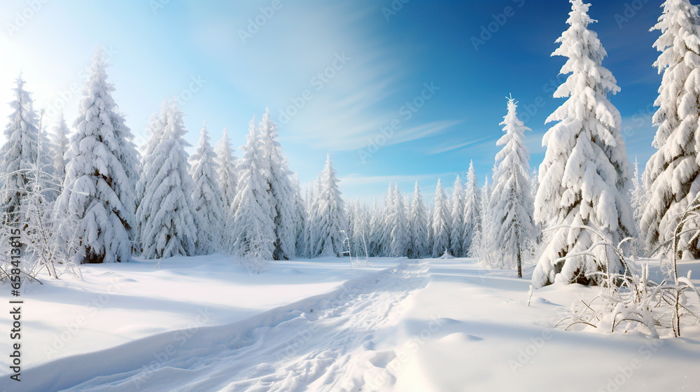 winter landscape with snow covered trees