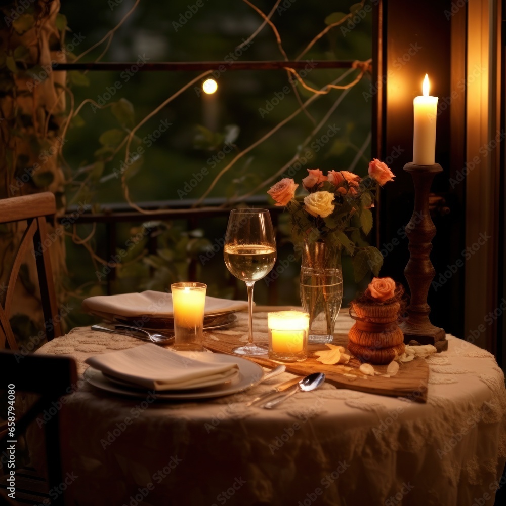 Romantic dinner Wine candles and a table for two please