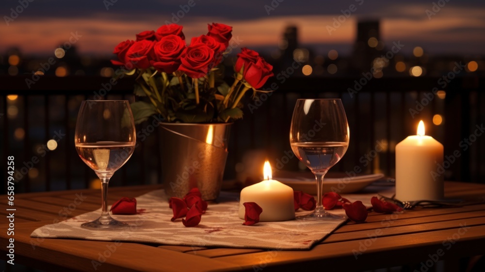 Romantic dinner Wine candles and a table for two please