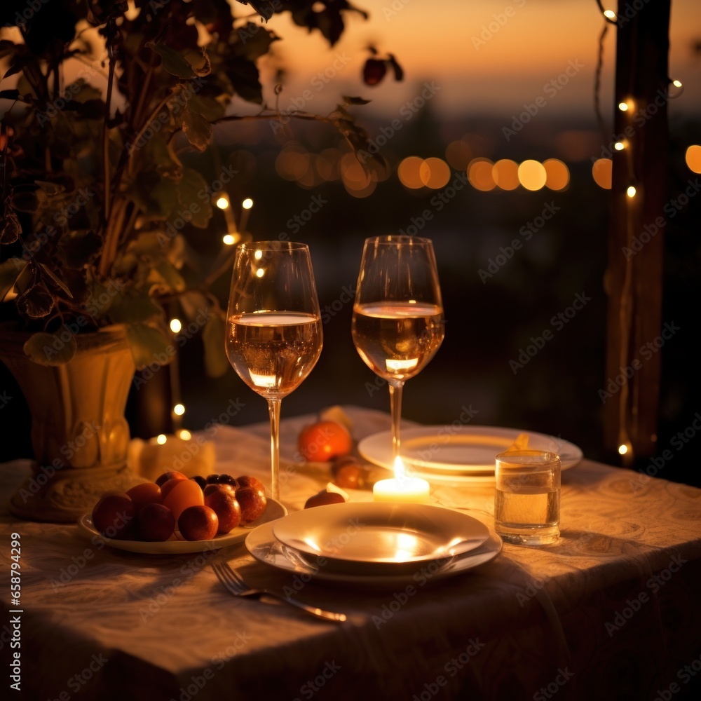 Romantic dinner Wine candles and a table for two please