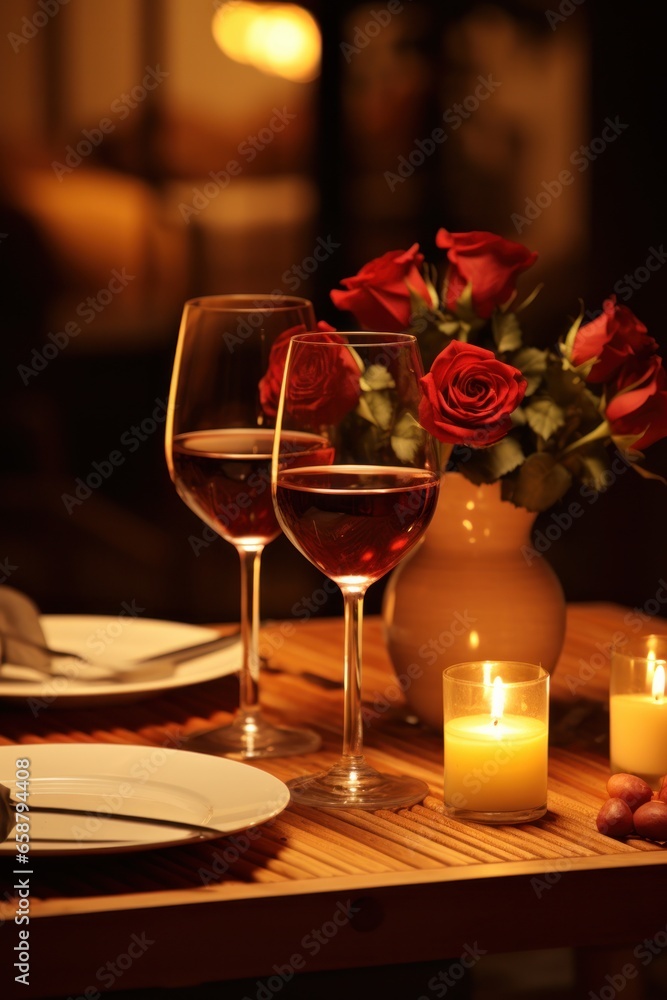 Romantic dinner Wine candles and a table for two please