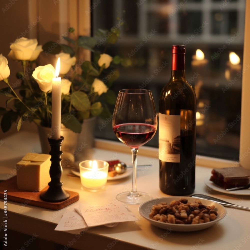 Romantic dinner Wine candles and a table for two please