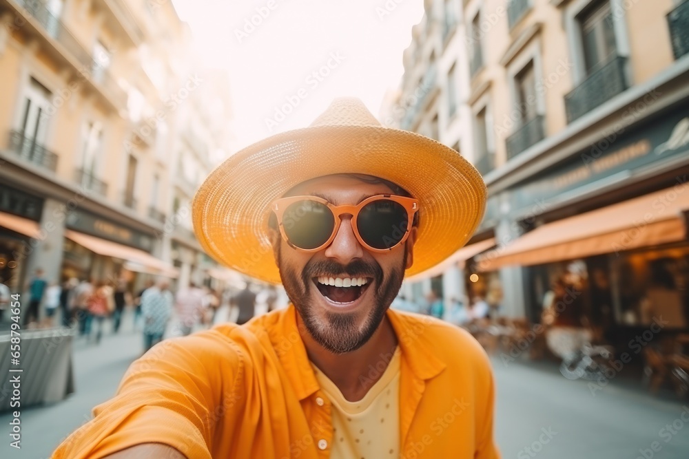 tourist man wearing the hat