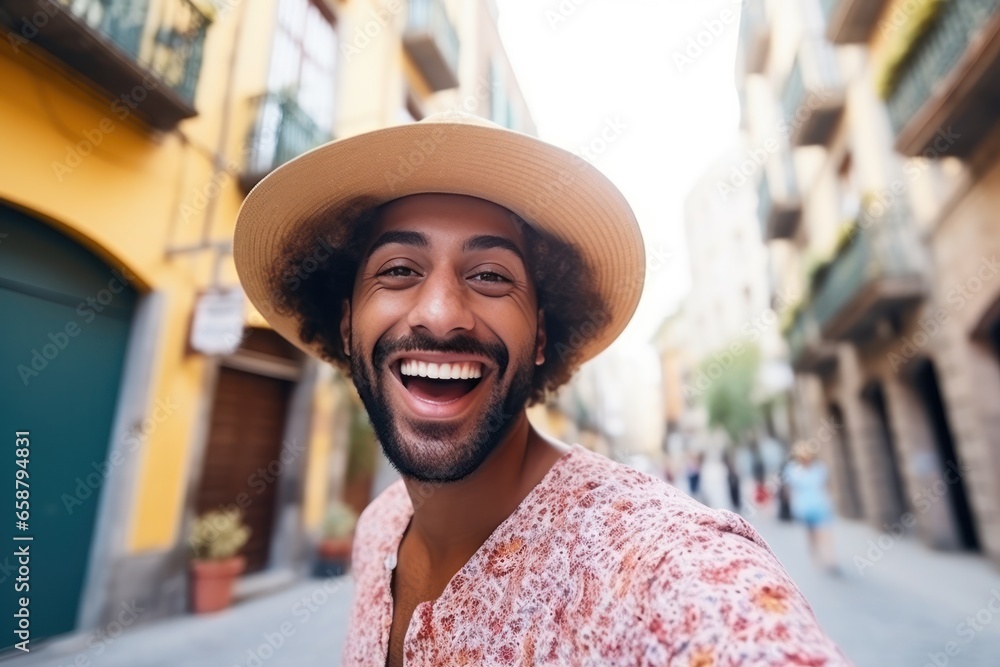 tourist man wearing the hat