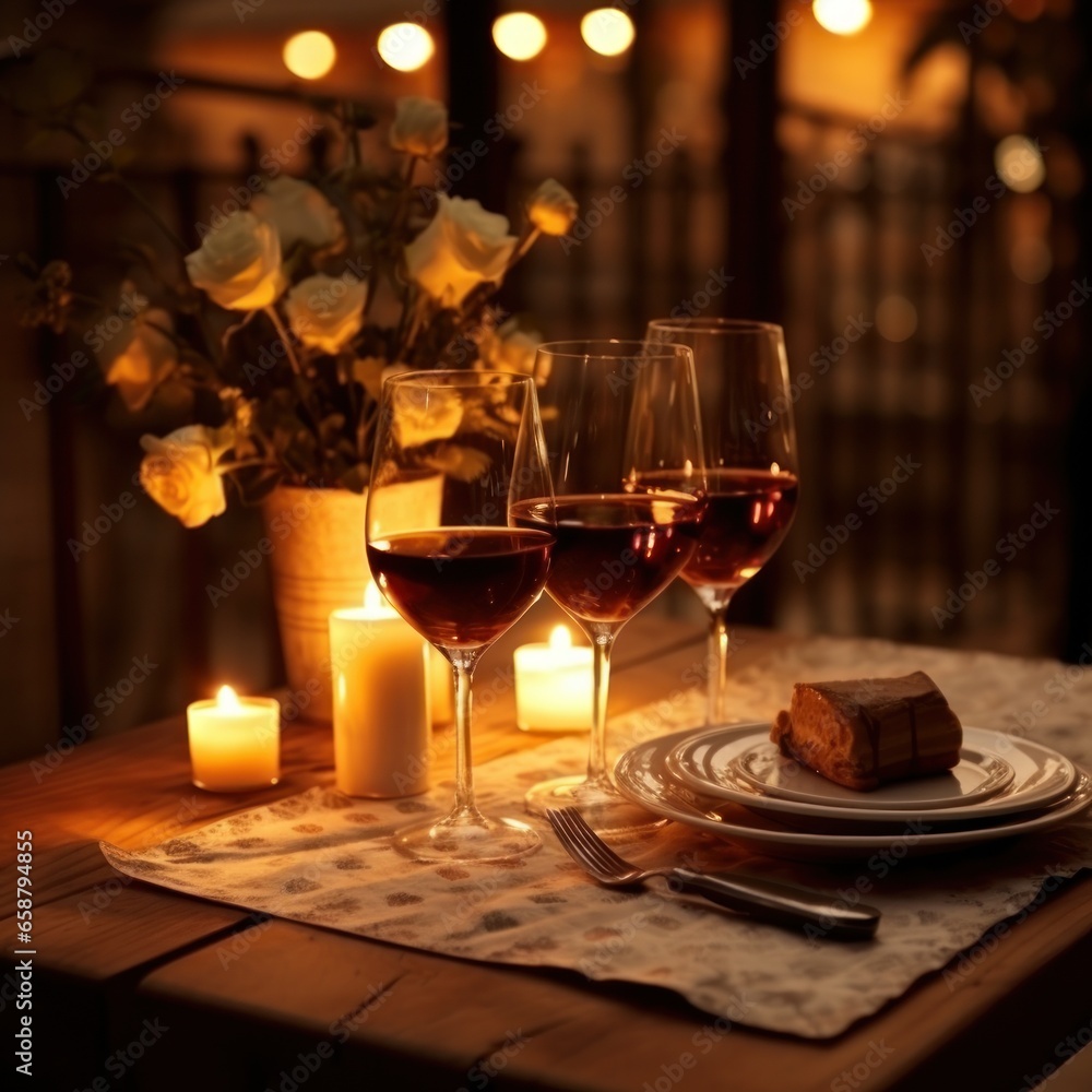 Romantic dinner Wine candles and a table for two please