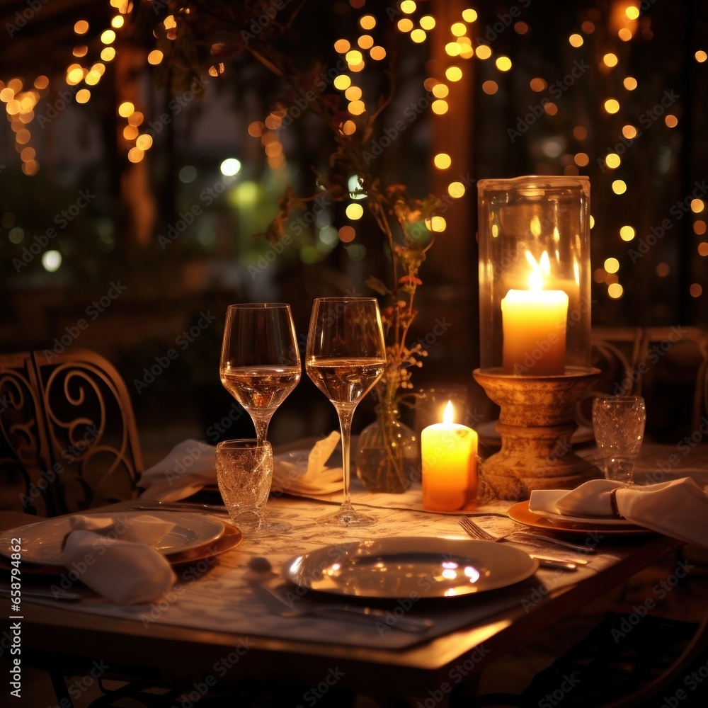 Romantic dinner Wine candles and a table for two please