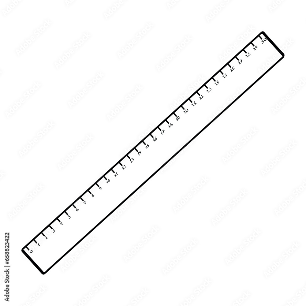 School ruler on white background