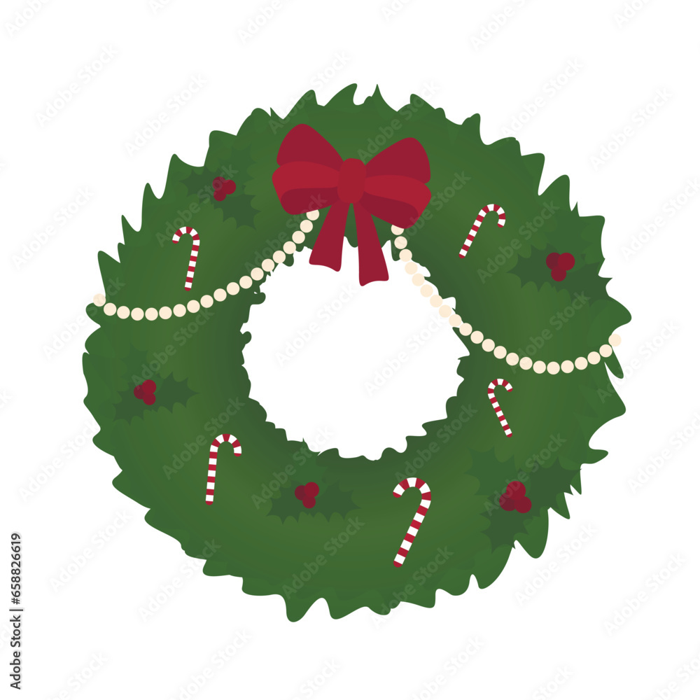 Beautiful Christmas wreath on white background