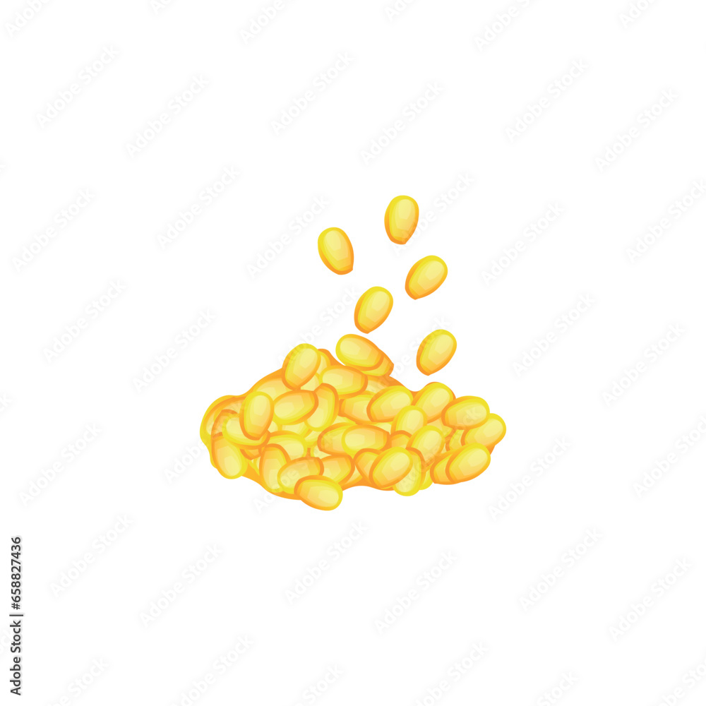 Corn kernels on white background