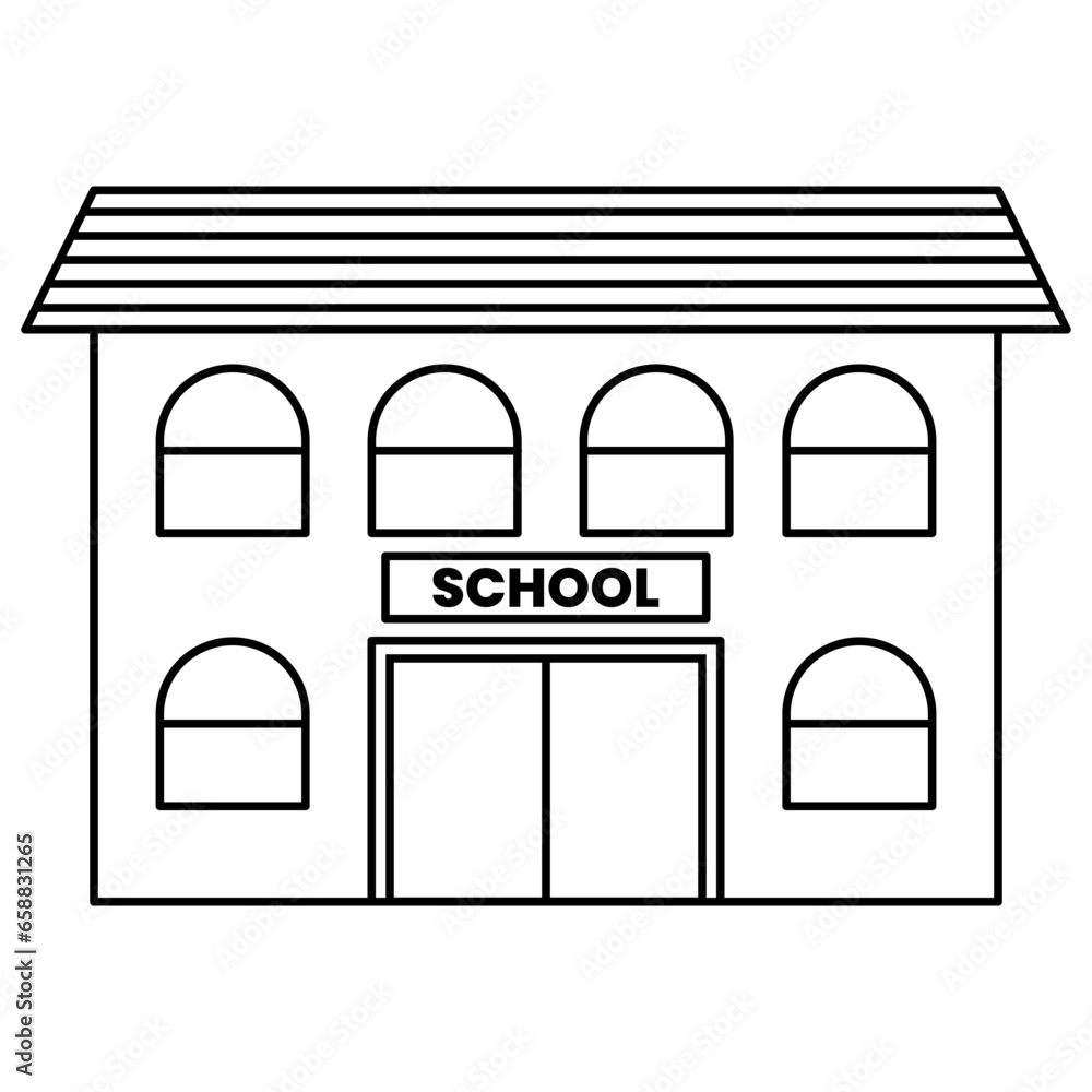 School building on white background