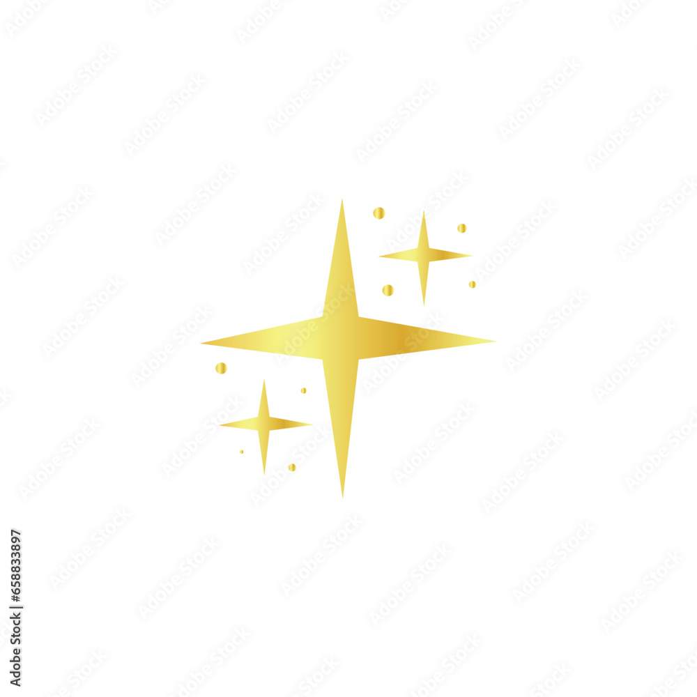 Drawn shiny golden stars on white background 