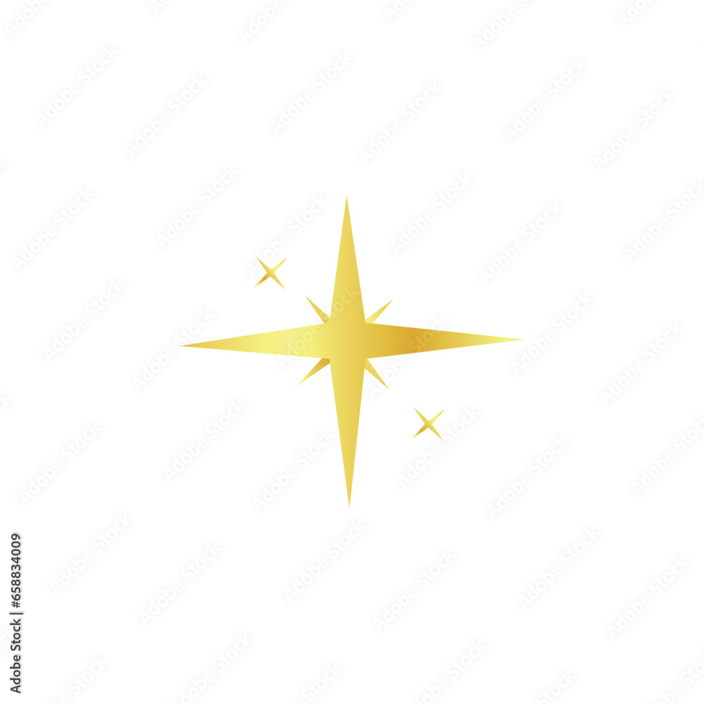 Drawn golden stars on white background 