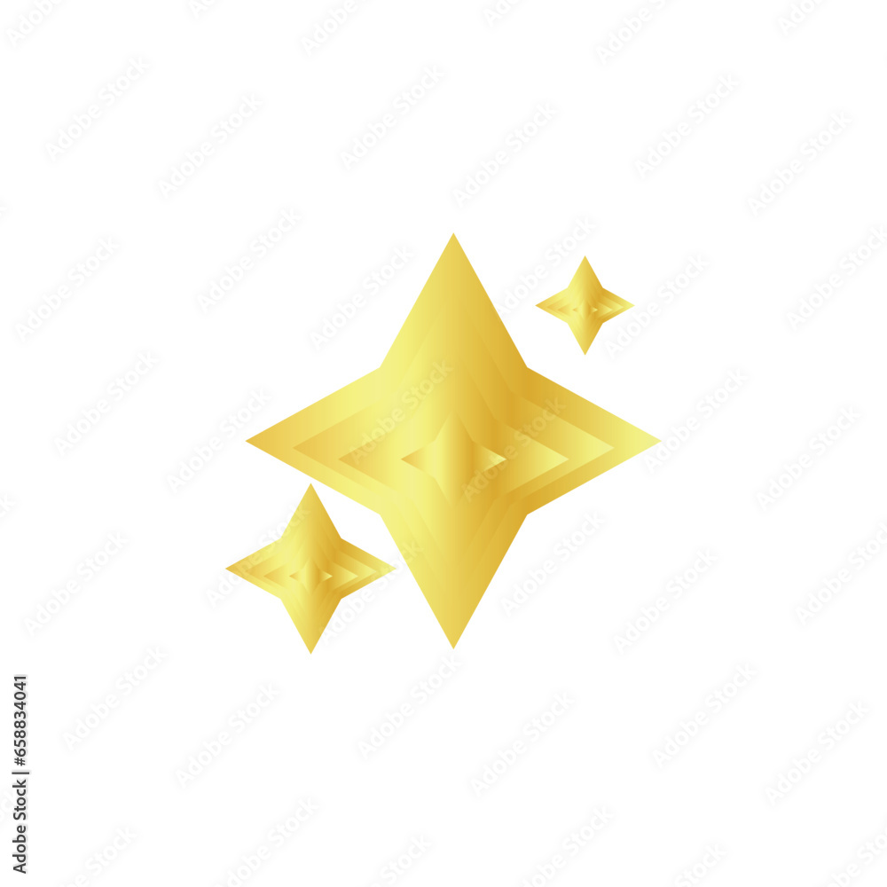 Drawn golden stars on white background 