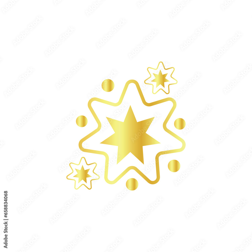 Drawn golden stars on white background 