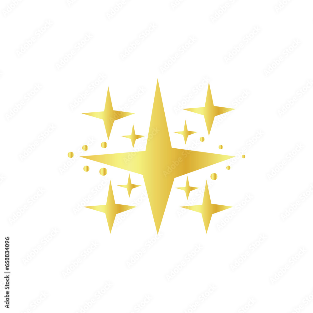 Many golden stars on white background 