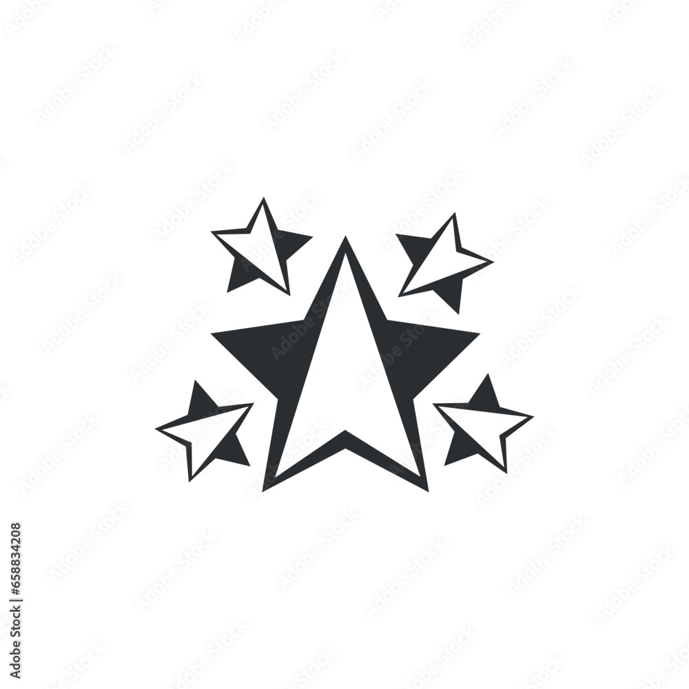 Drawn stars on white background 