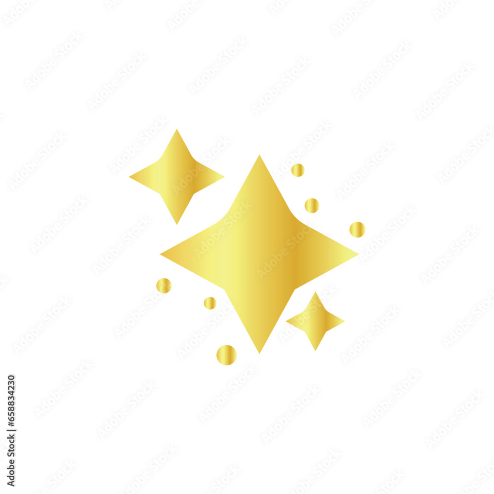 Drawn golden stars on white background 