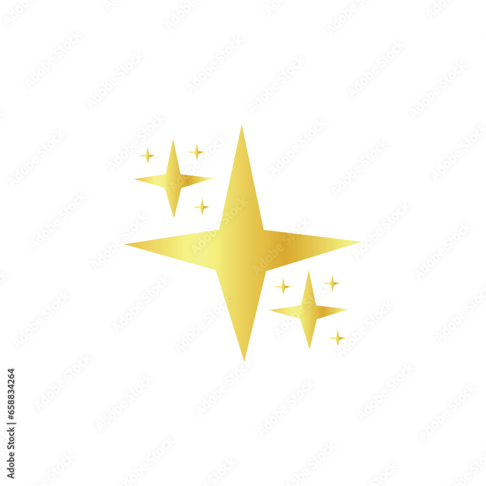 Shiny golden stars on white background 