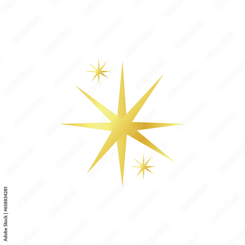 Drawn golden stars on white background 