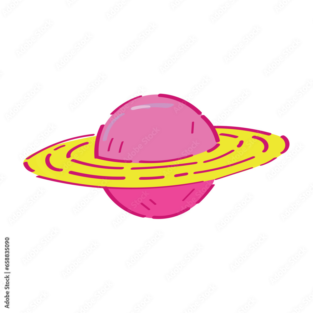 Icon of planet Saturn on white background