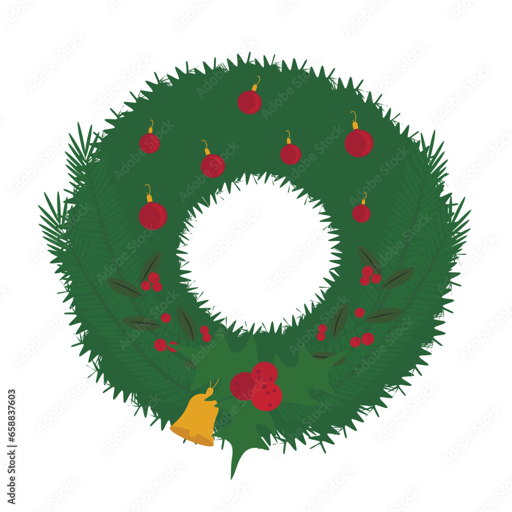 Christmas wreath on white background