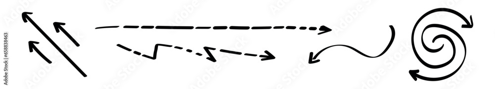 Set of different arrows on white background