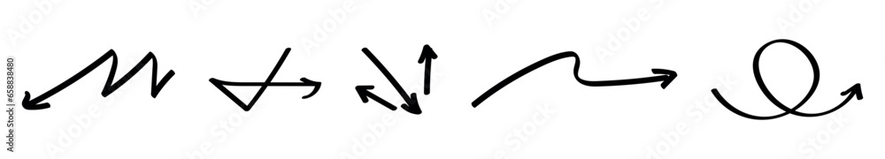 Set of different arrows on white background