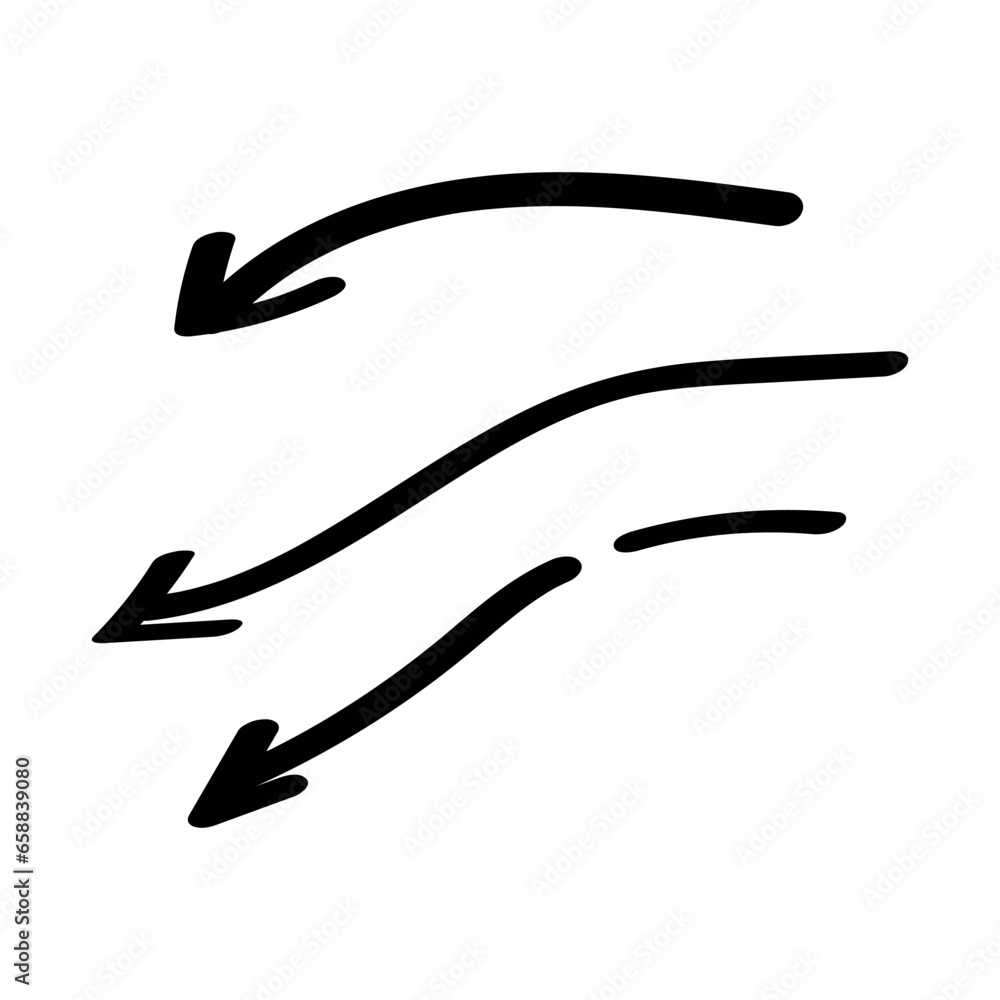 Three arrows on white background