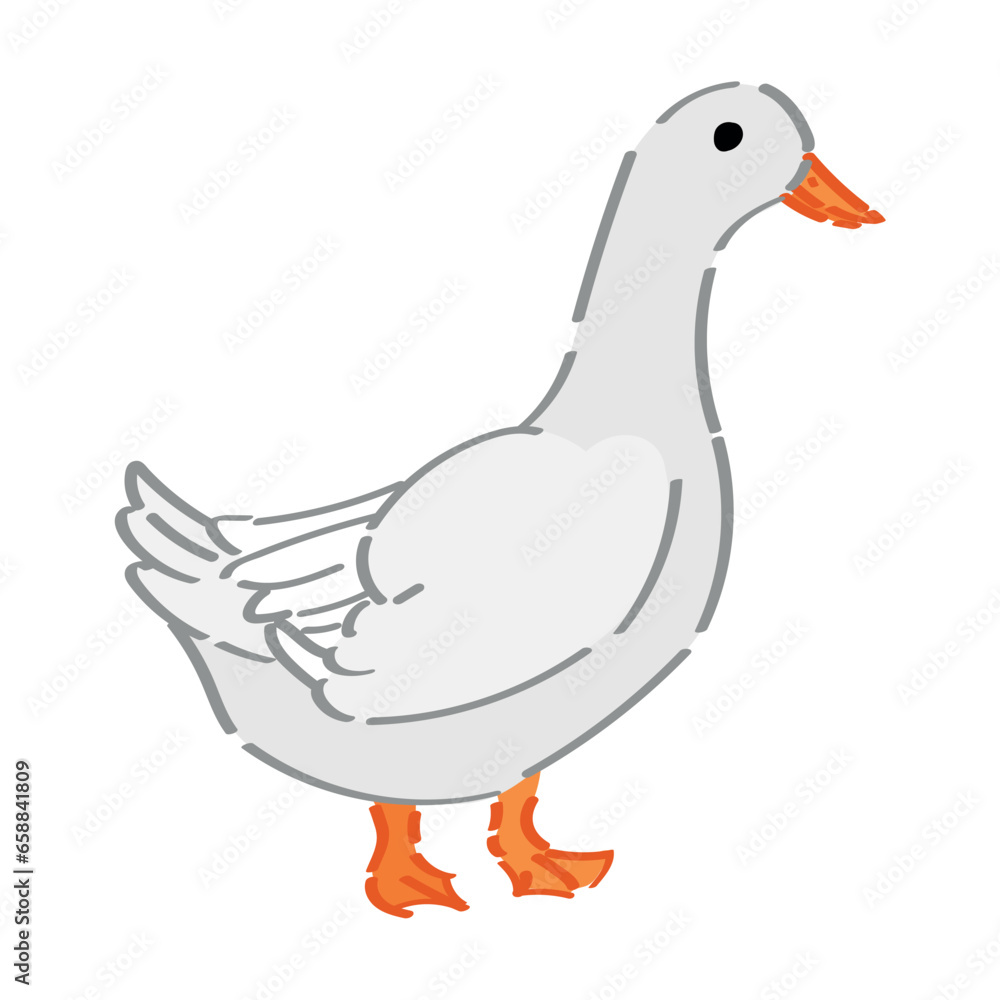 Cute goose on white background