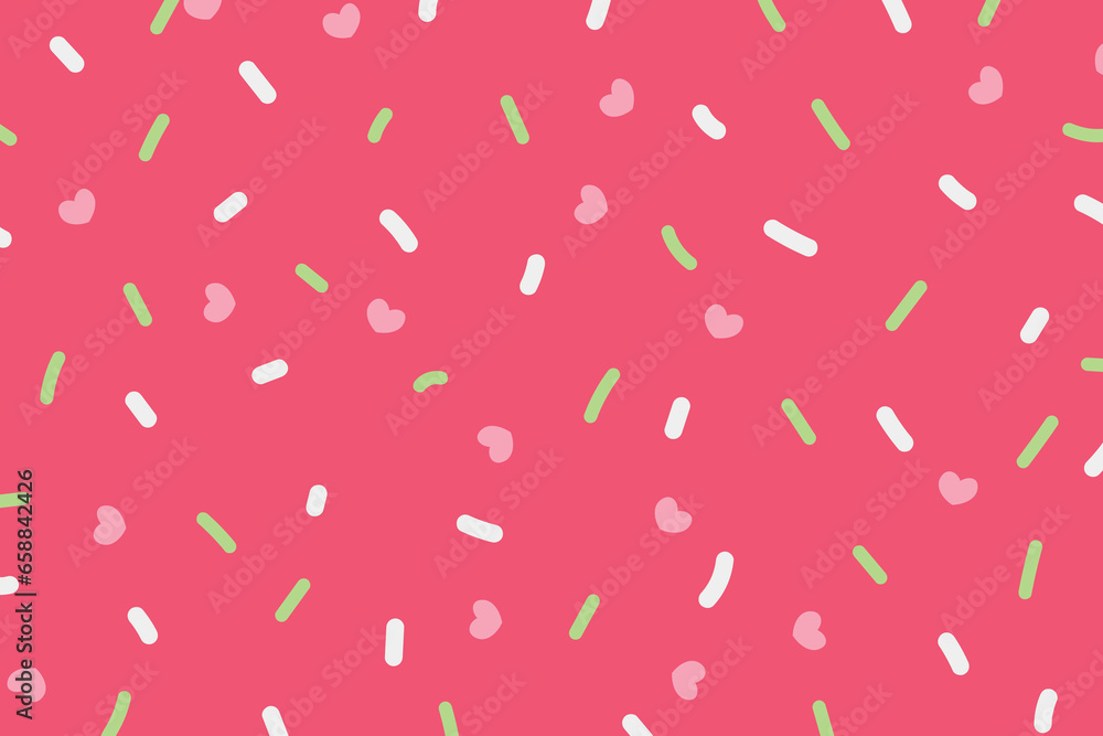 Colorful sprinkles on pink background