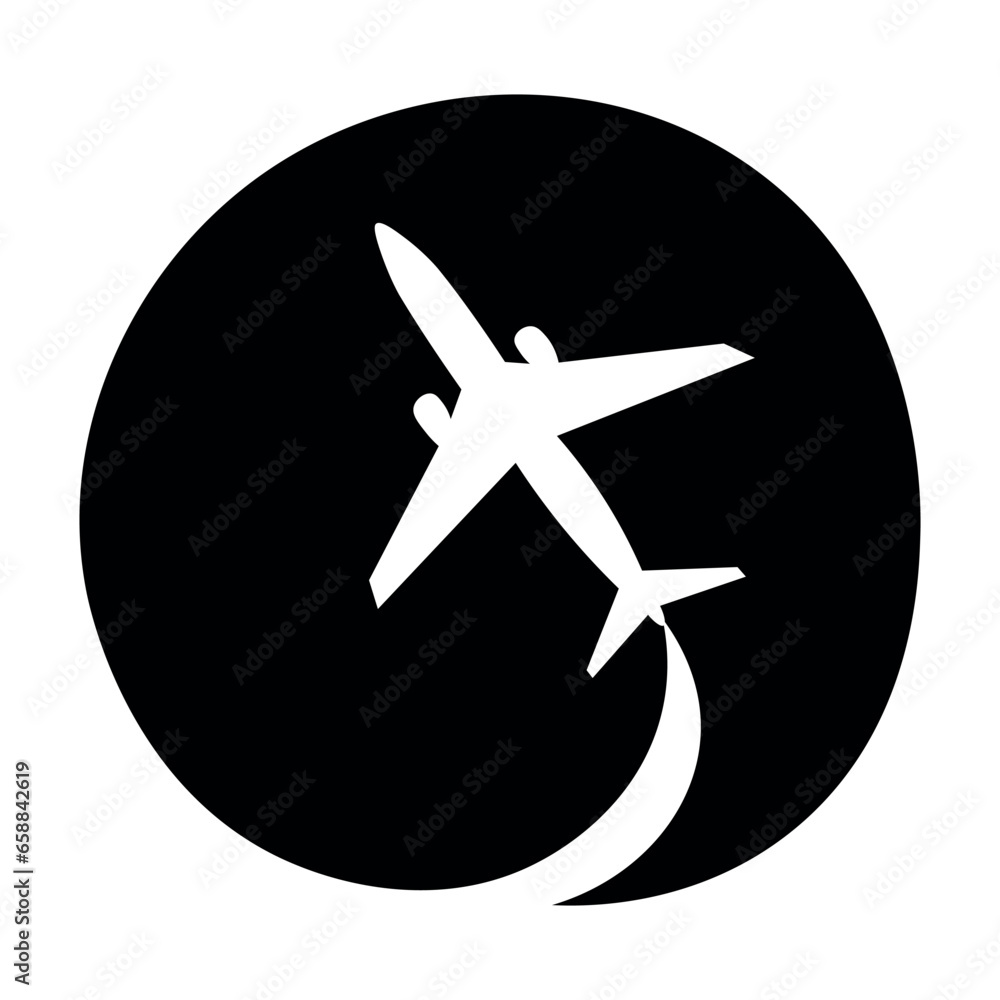 Drawn airplane on white background