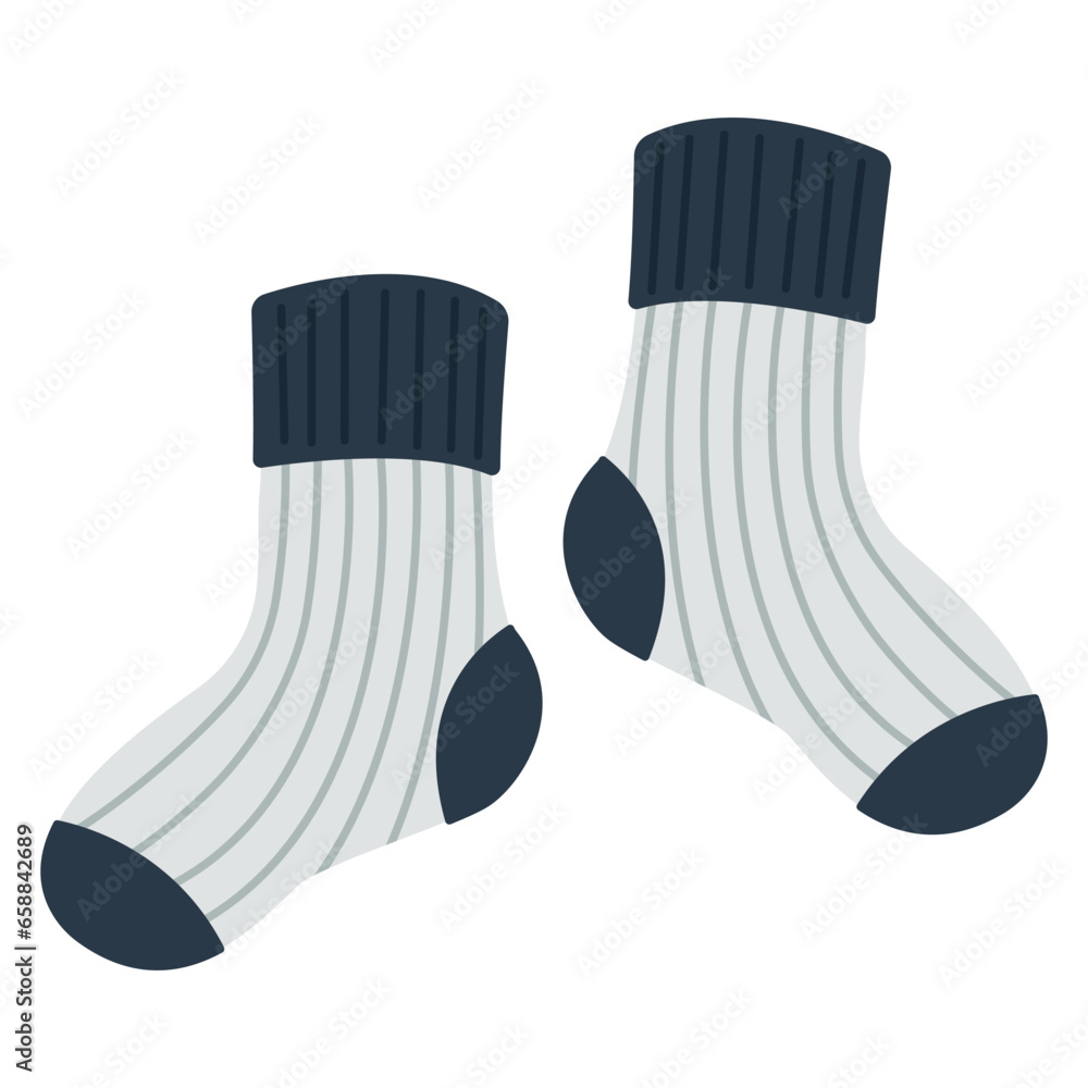 Warm knitted socks on white background