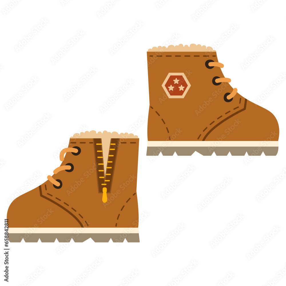 Stylish winter boots on white background