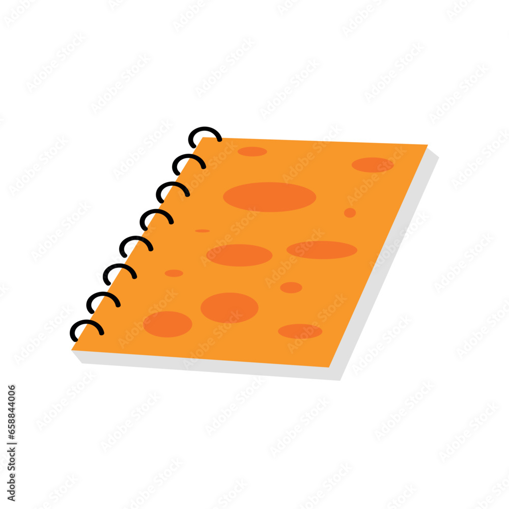 Orange notebook on white background