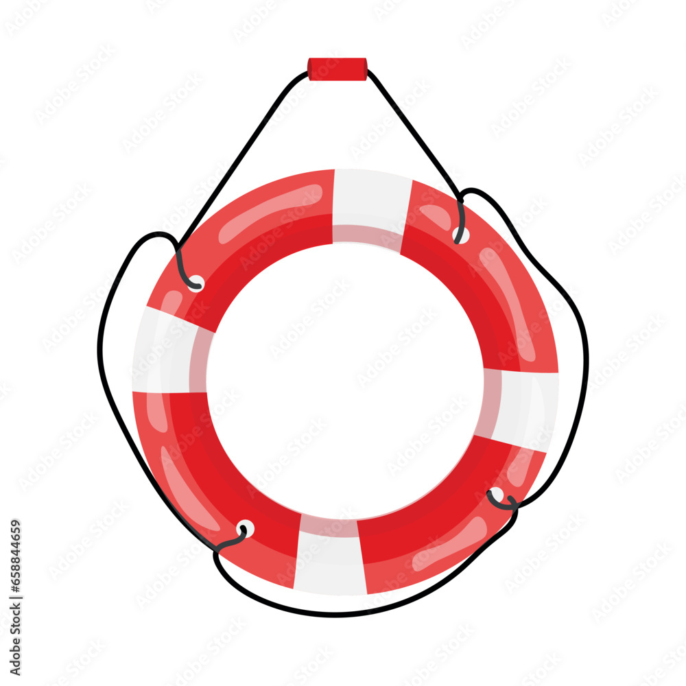 Red lifebuoy on white background