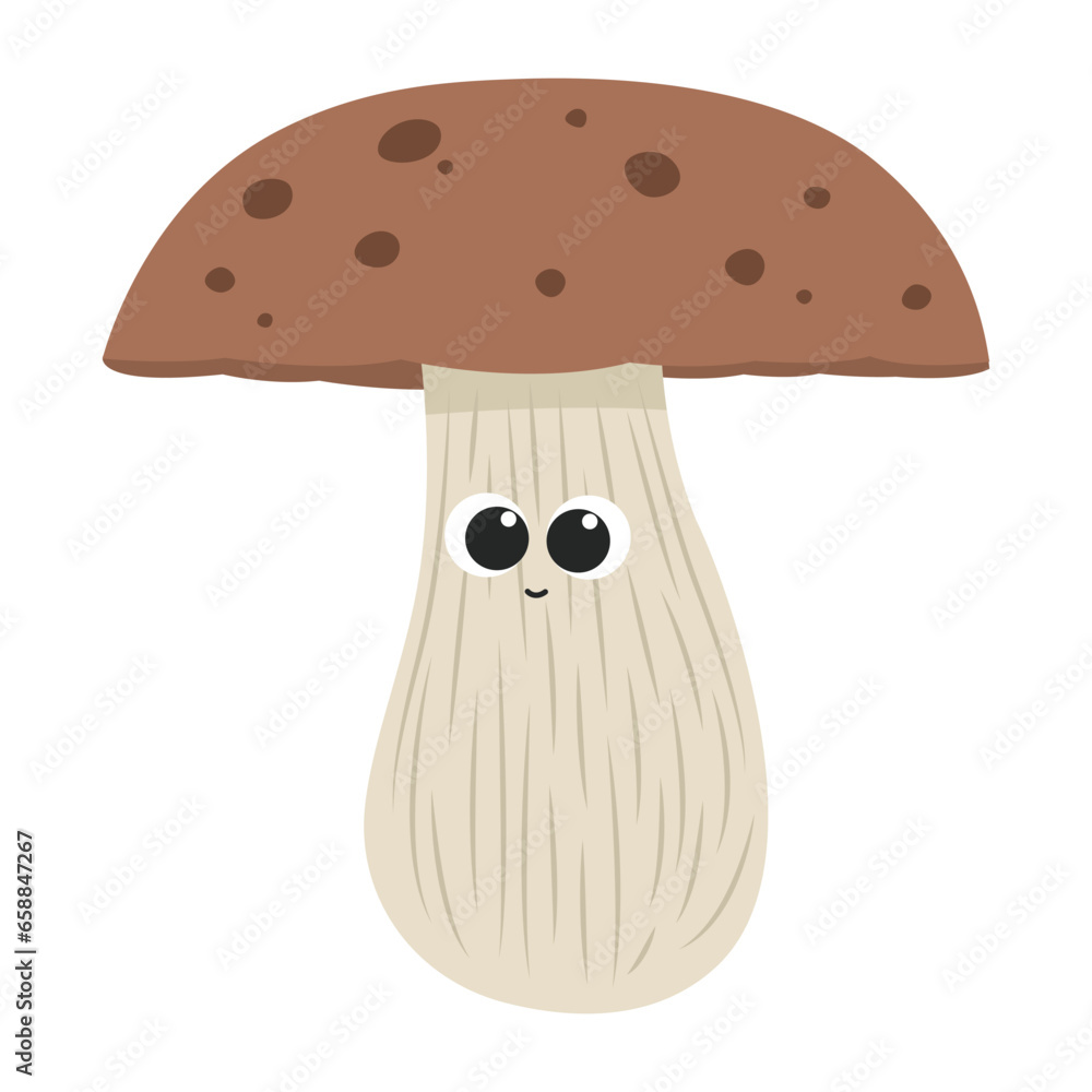 Cute mushroom on white background