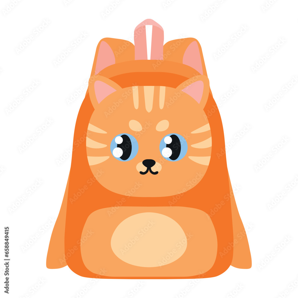 Cute school backpack on white background